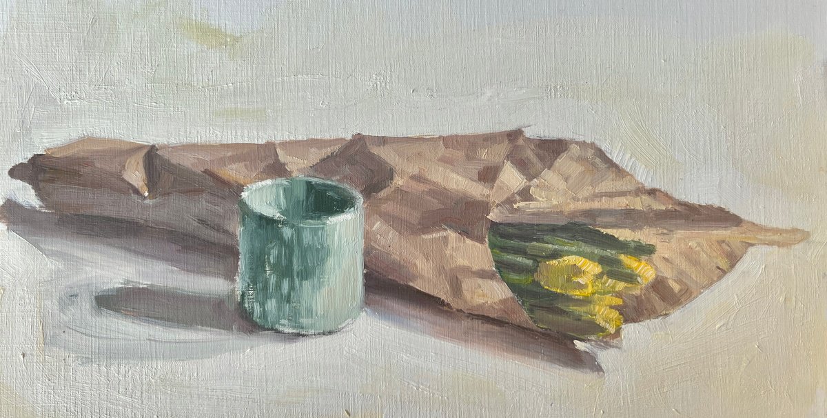 Impressionistic Still Life Oil Painting By Louise Gillard, 30 X 14", Tulips, Original Artwork