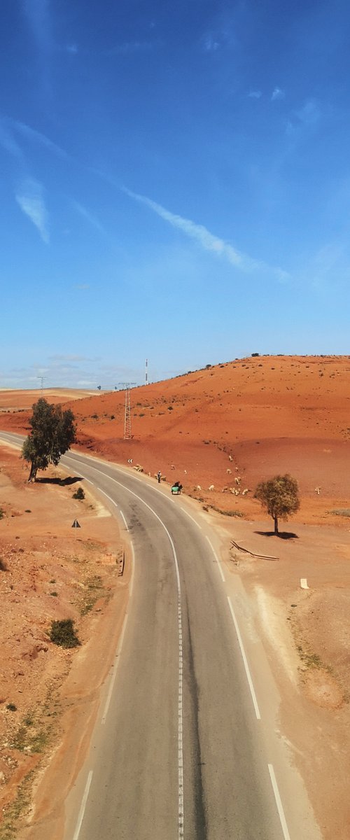 Alone - Colour Desert Landscape Morocco Travel Photography Print, 12x12 Inches, C-Type, Unframed by Amadeus Long