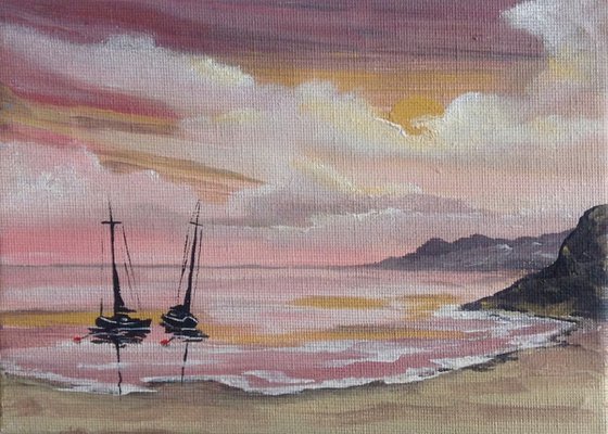 Evening tide on a mini canvas