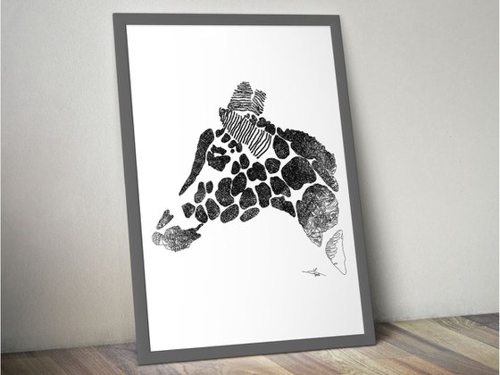Giraffe Head: Framed Artwork, 16 x20 inches(40x50cm)