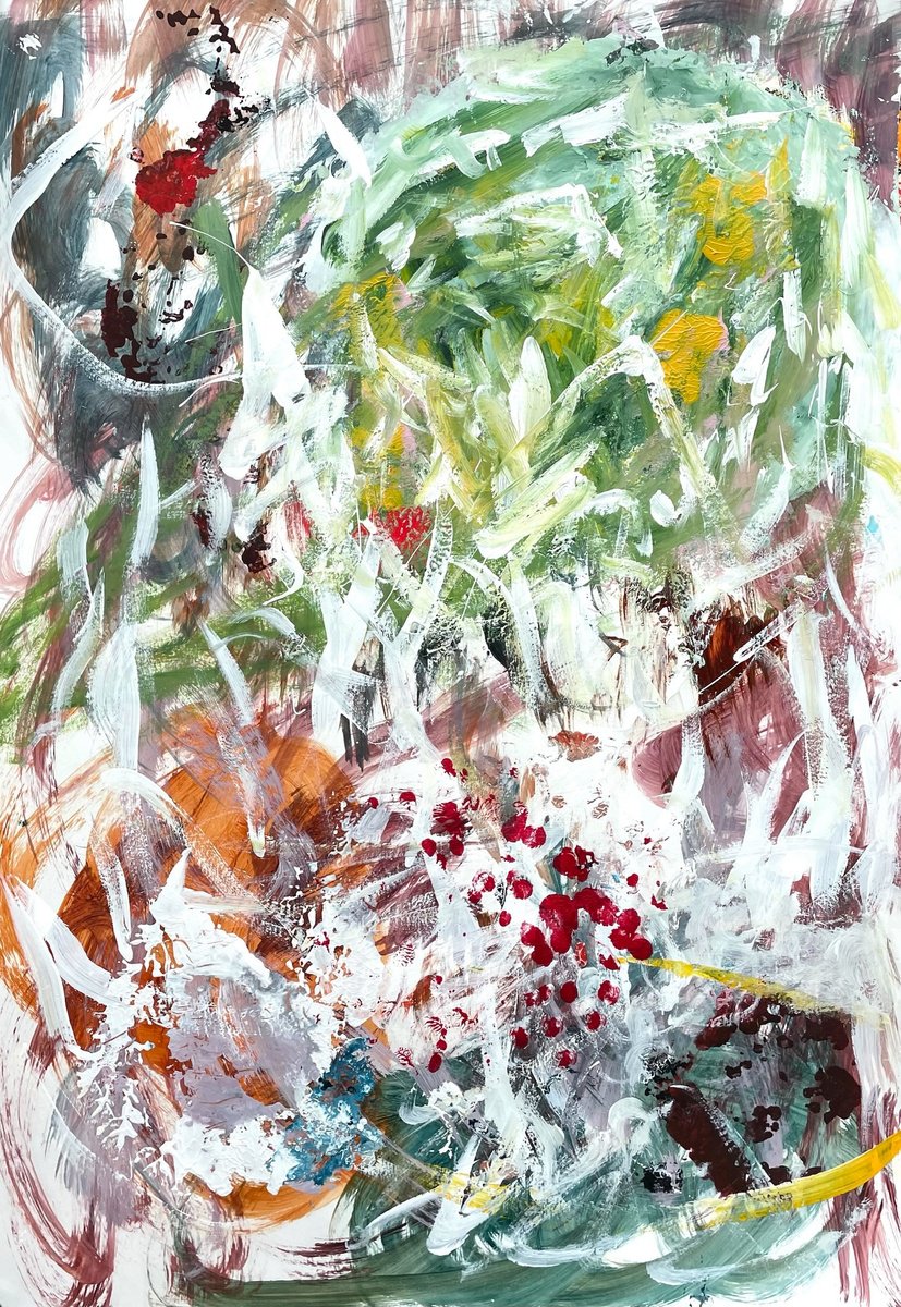 Expressive Abstract Acrylic Painting By Christel Haag, 17 X 23, It´s Me 2, Original Artwork