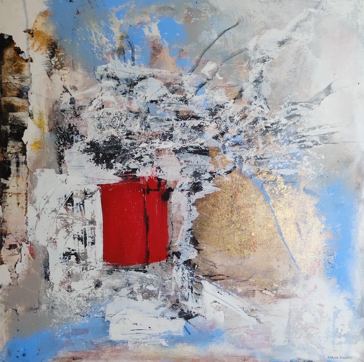 Abstract Acrylic Painting By Carlos Alberto Rizzotti, 31 X 31, Soffio, Original Artwork