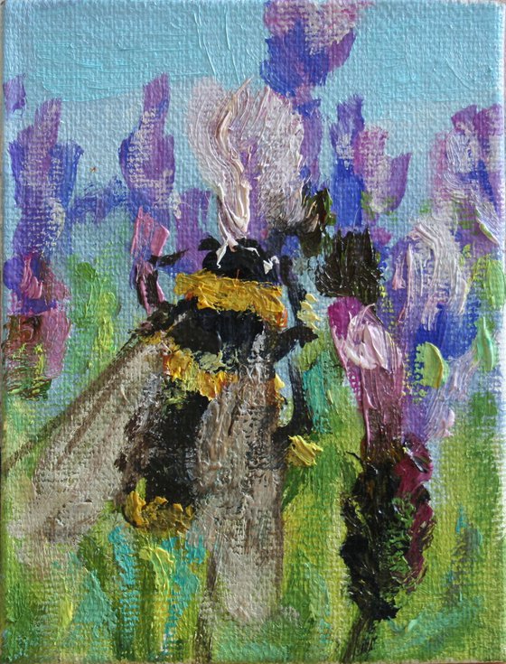 BUMBLEBEE 03... framed / FROM MY SERIES "MINI PICTURE" / ORIGINAL PAINTING