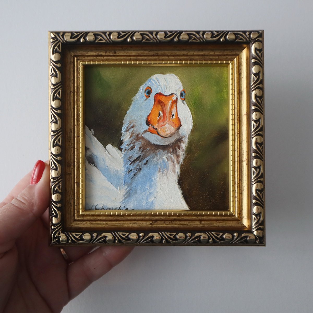 Impressionistic Landscape Oil Painting By Natalia Shaykina, 5 X 5", Miniature Goose Set, Original Artwork