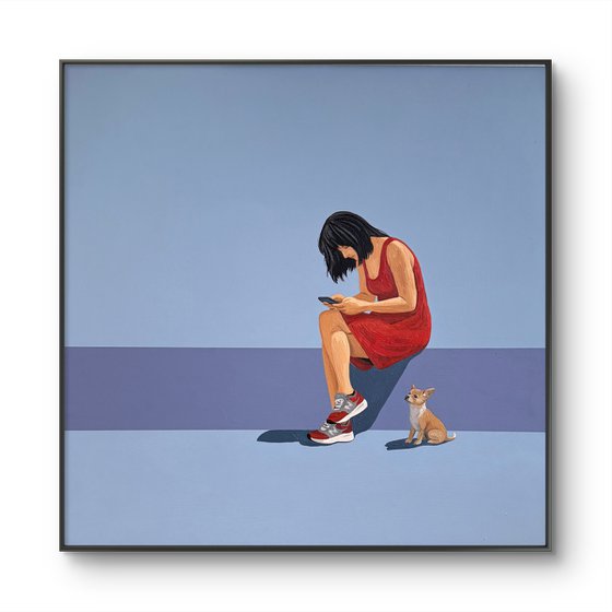 Dog Waiting While You Scroll - Painting