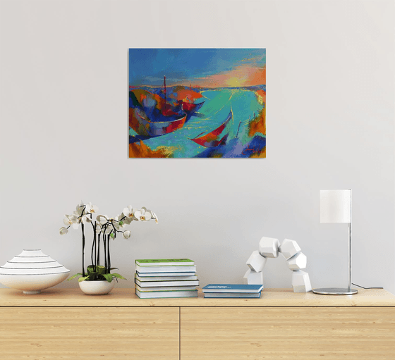 "River flow" ORIGINAL PAINTING OIL ON CANVAS ABSTRACT HOME DECOR