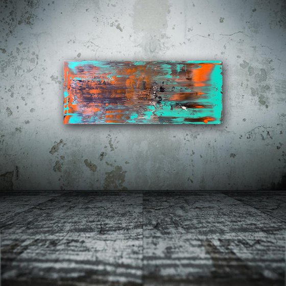 "Trip The Light Fantastic" - Original PMS Large Abstract Acrylic Painting On Canvas - 40" x 16"