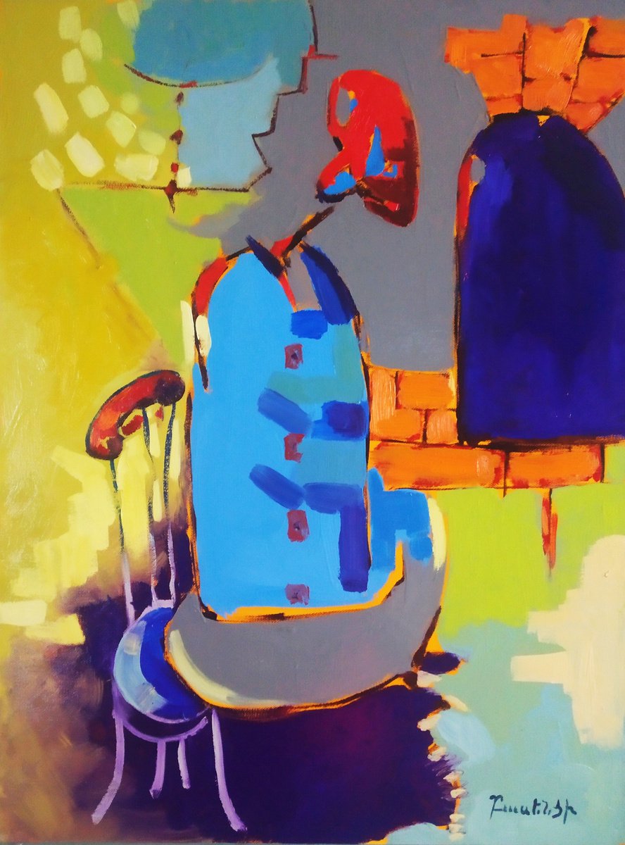 Abstract Oil Painting By Artyom Basenci, 18 X 24, Abstract - Alone(60X45Cm, Oil Painting, Ready To Hang), Original Artwork