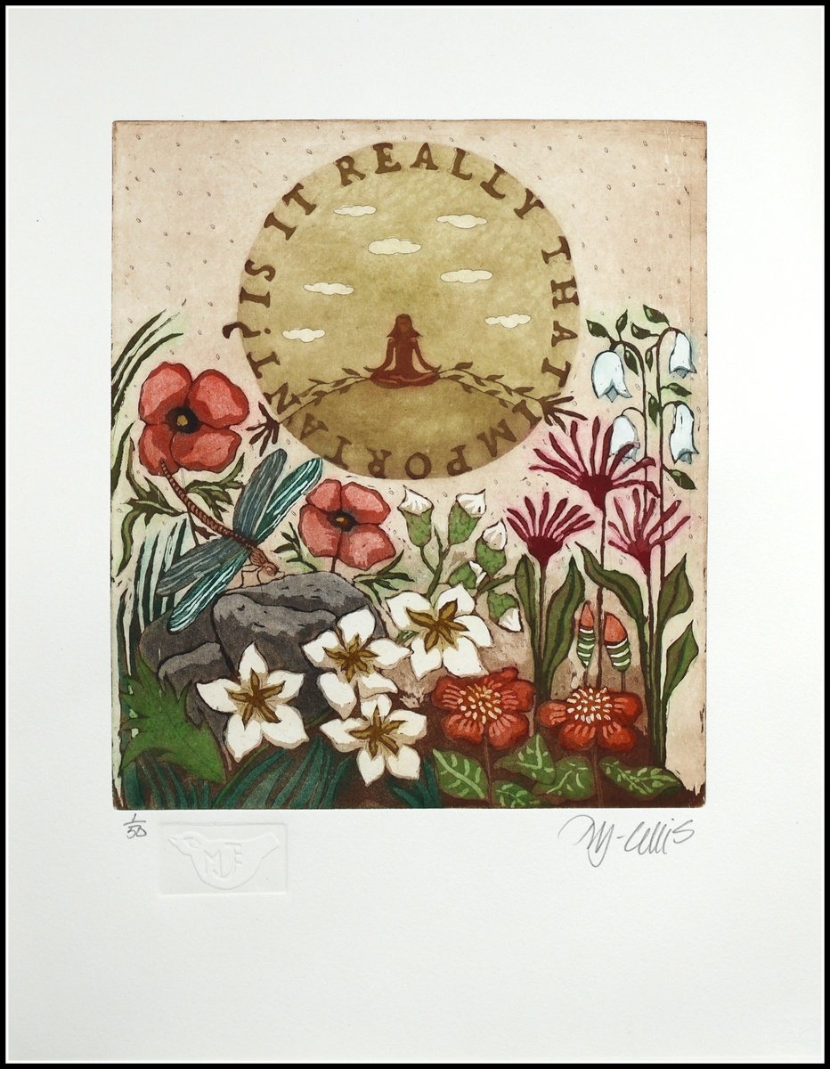 Illustrative Botanical Etchings & Engravings By Mariann Johansen-Ellis, 13 X 17", Is It Really That Important?, Original Artwork