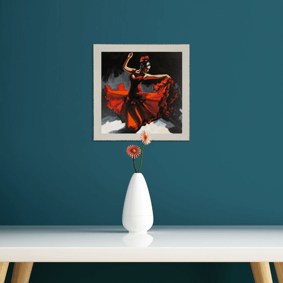 Flamenco in red motion