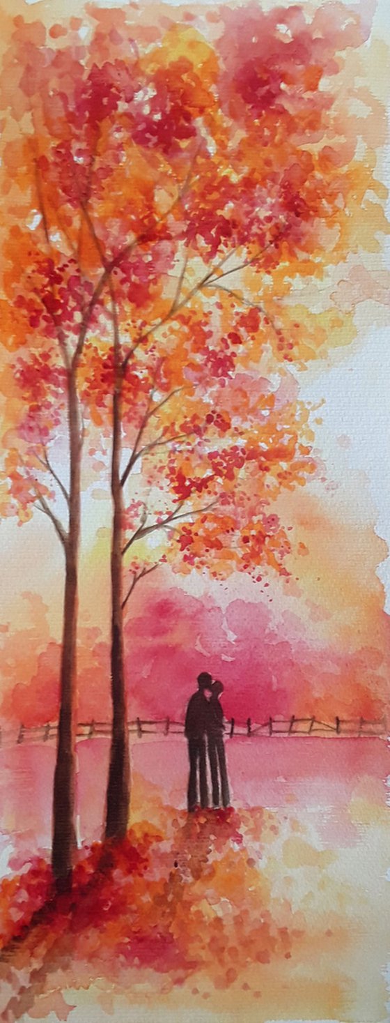 Autumn Lovers, Fall Colours, Autumn Romance, fall Watercolour