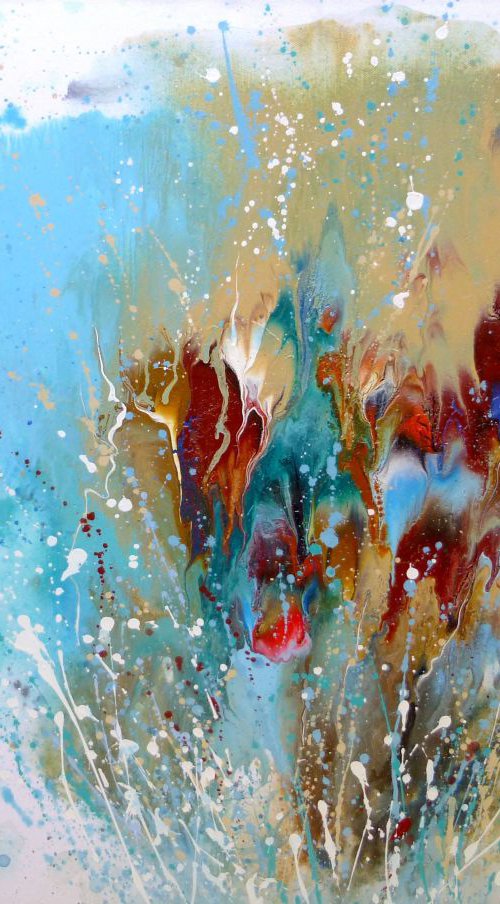60 x 80cm Abstract painting "Splashes" by Irini Karpikioti