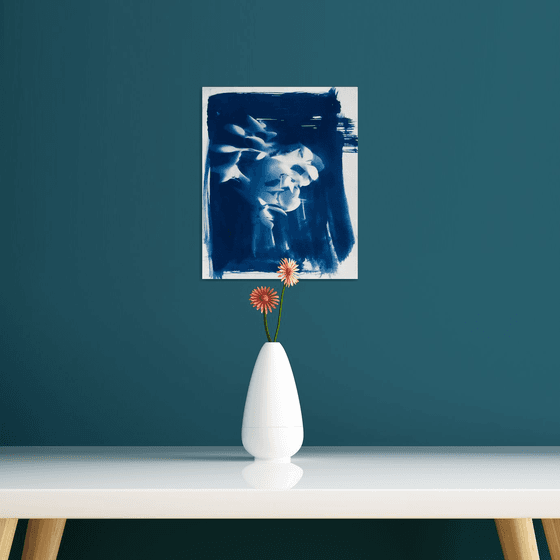 Floating Fushias - Cyanotype