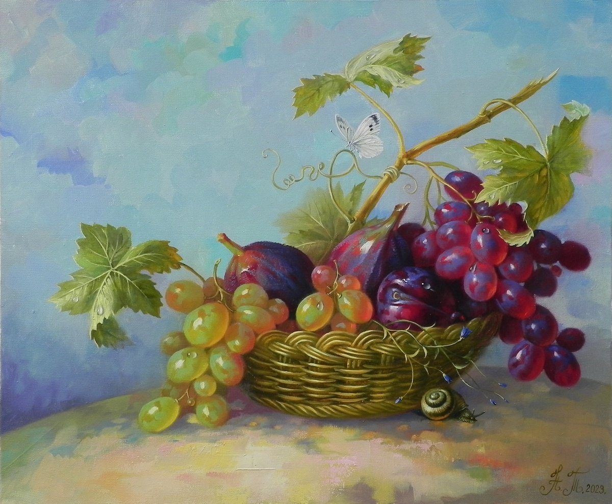 Impressionistic Still Life Oil Painting By Tetiana Novikova, 24 X 20", - Summer Day - ?, Original Artwork