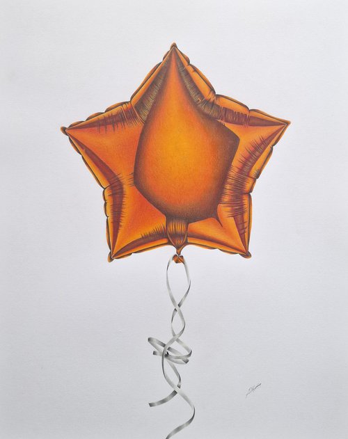 Orange Foil Balloon: Up And Away by Daniel Shipton
