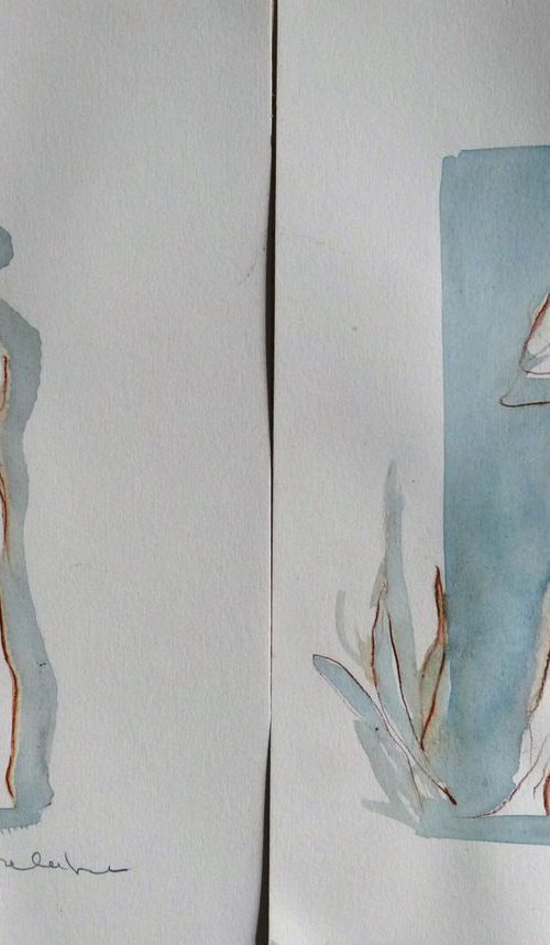 Two sketches - The Garden of Eden, 21x29 cm by Frederic Belaubre