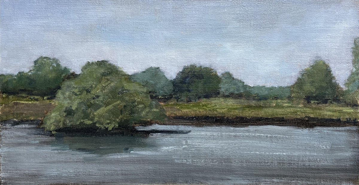 Impressionistic Landscape Oil Painting By Lizzie Butler, 16 X 9", A Place To Rest, Original Artwork