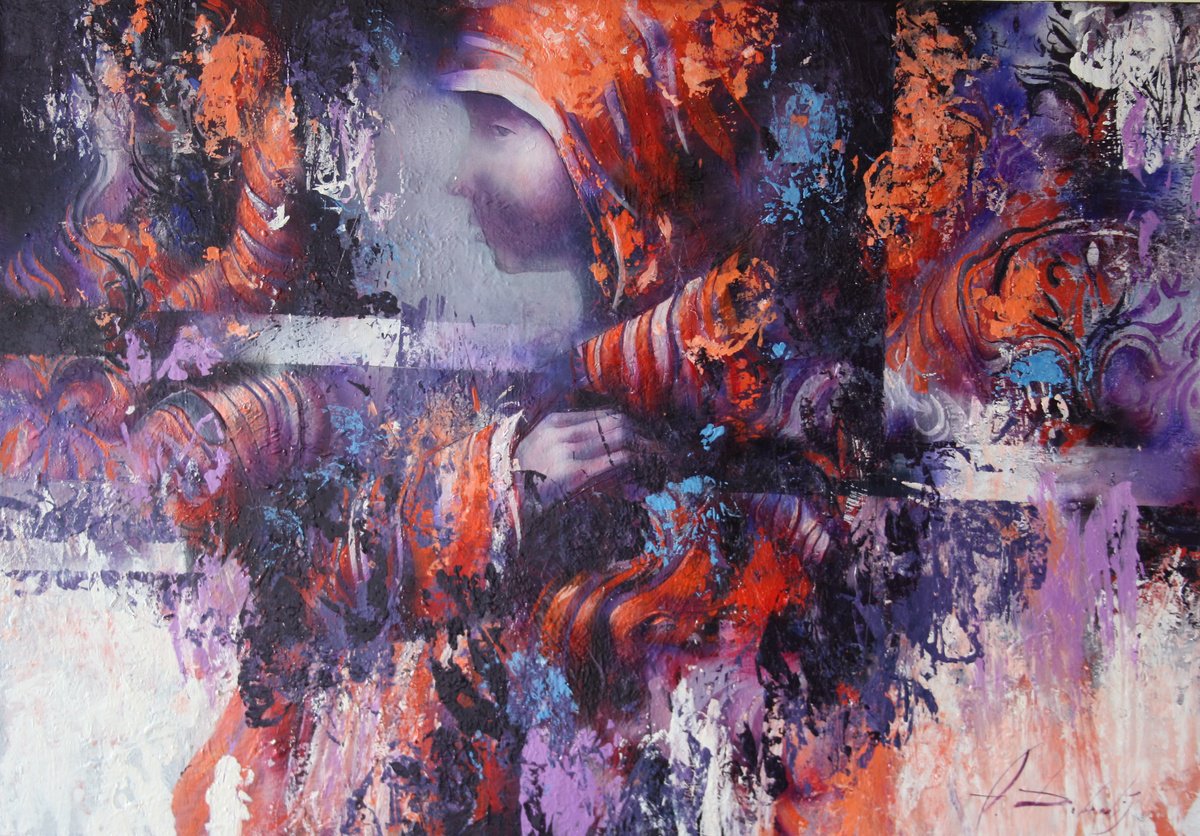 Impressionistic Portrait Oil Painting By Alexandr Dobrodiy, 39 X 28, Festive Night (2021), Original Artwork