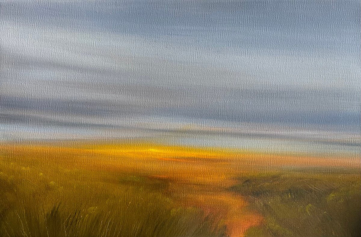 Impressionistic Landscape Oil Painting By Daiva Karaliute, 16 X 10, September Fields, Original Artwork