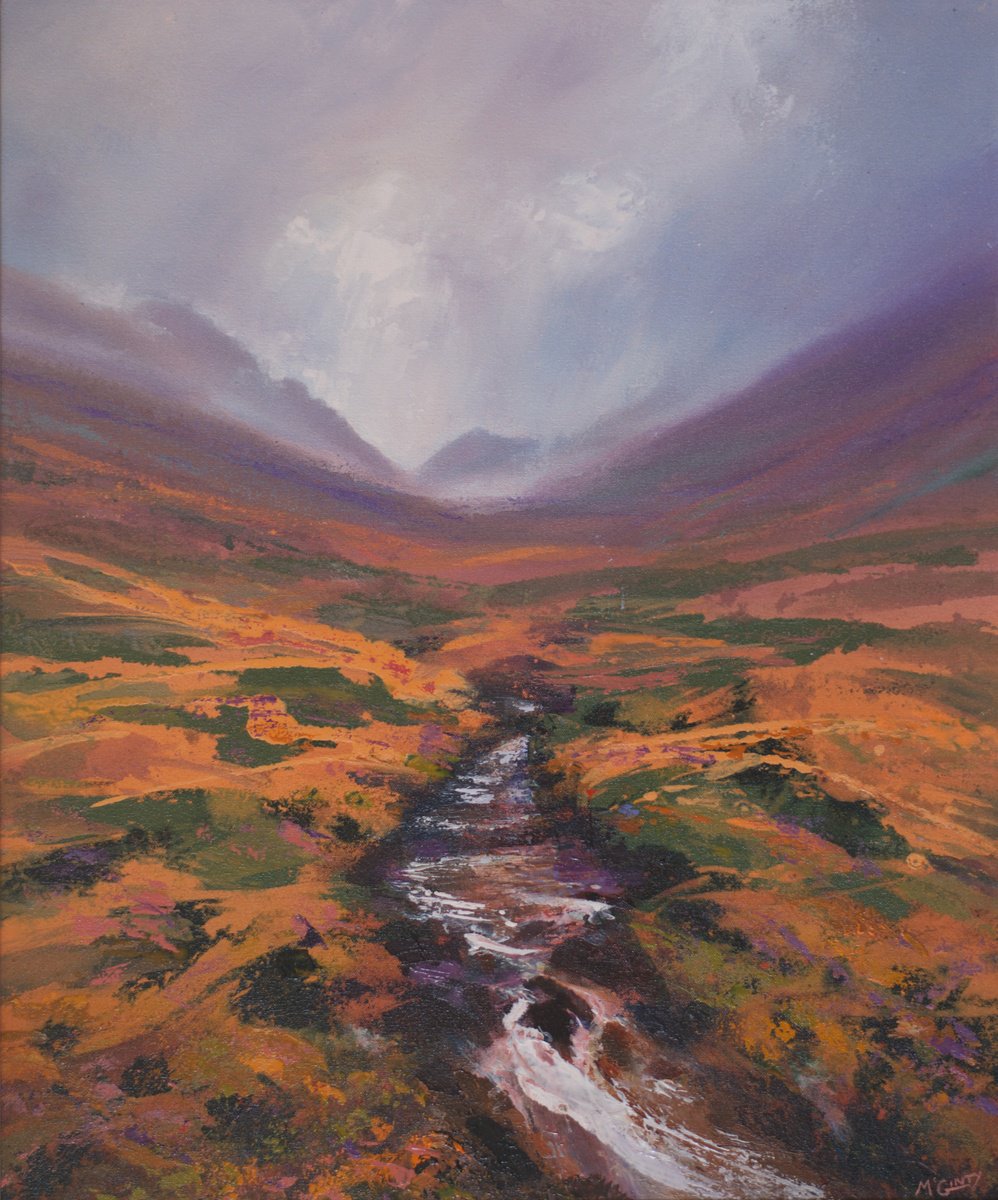 Expressive Landscape Acrylic Painting By Kevan Mcginty, 27 X 31", Autumn Stream, Glencoe, Original Artwork