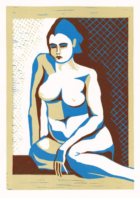 Nude Seated (Straw, blue & brown colourway)