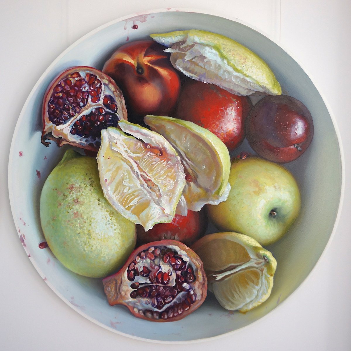Photorealistic Still Life Oil Painting By Sergej Sologub, 31 X 31", Fruits, Original Artwork