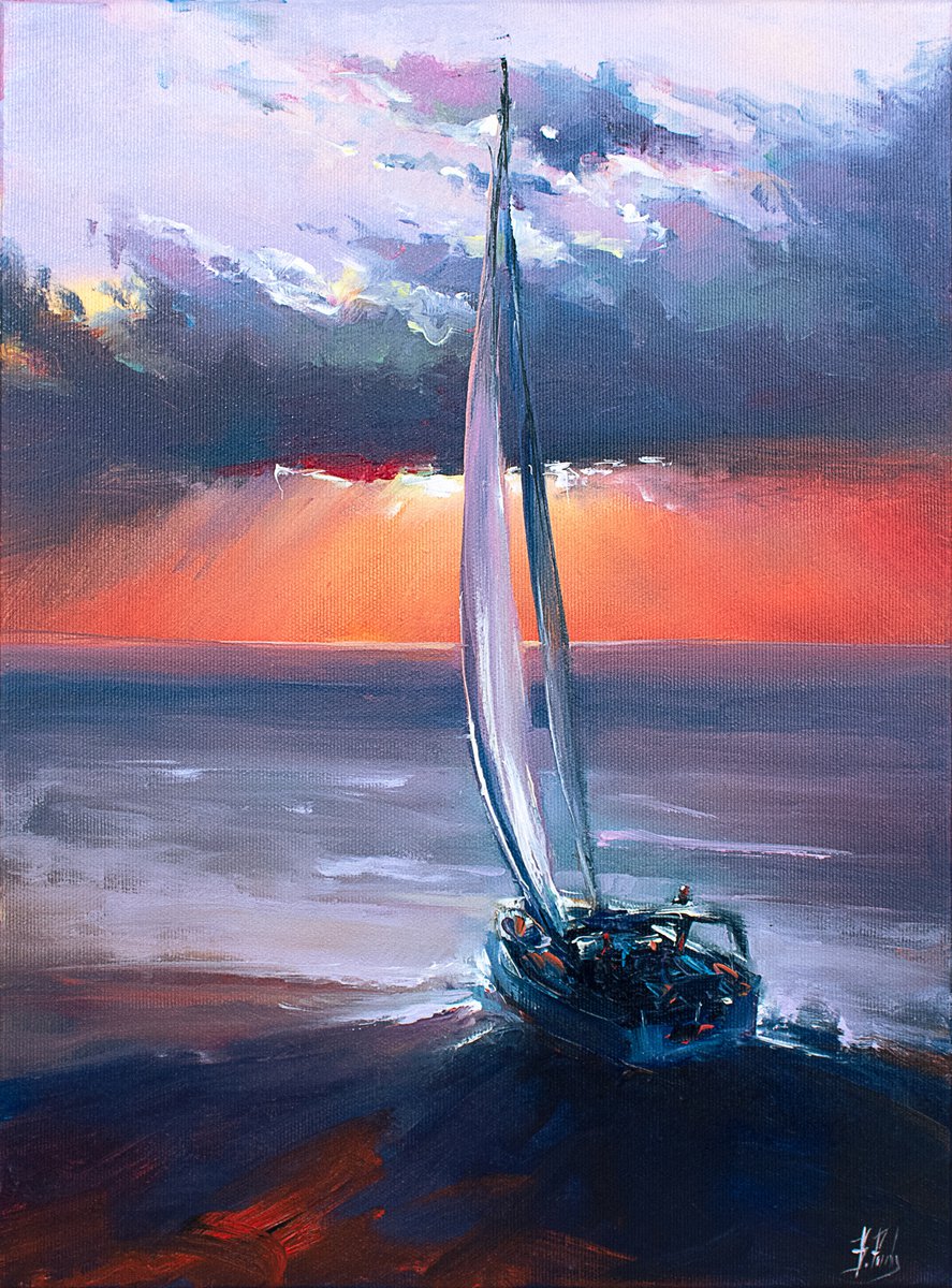 Sailing at Sunset by Bozhena Fuchs