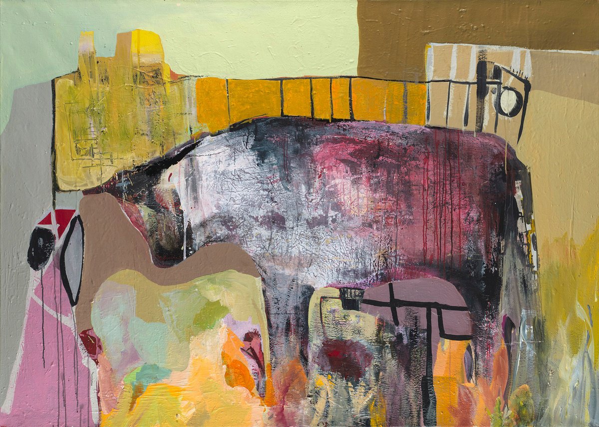 Abstract Animal Acrylic Painting By Evangelos Vangelatos, 79 X 57, Taurus, Original Artwork