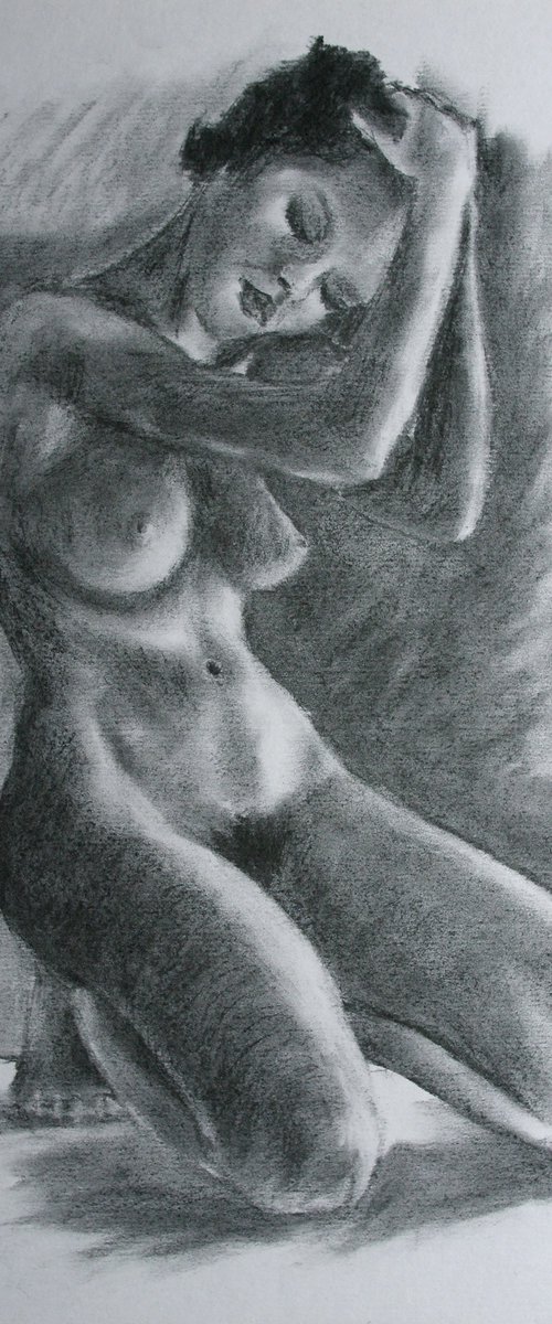 Female Figure #66 Charcoal by Juri Semjonov