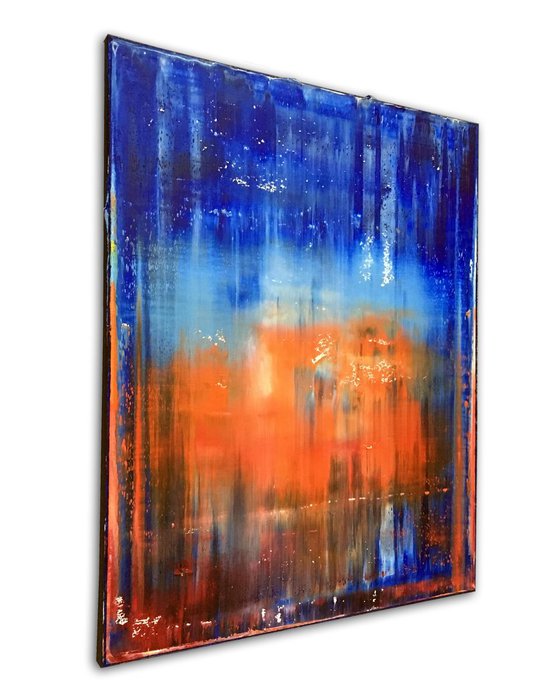 "Firewater" - FREE USA SHIPPING - Original PMS Abstract Oil Painting On Canvas - 16" x 20"