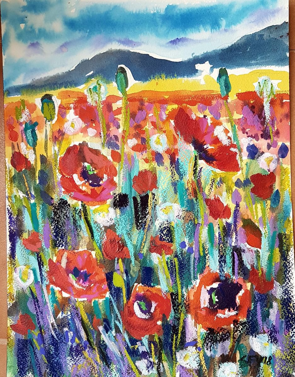 Poppies on a sunny day by Silvia Flores Vitiello