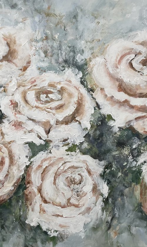White roses by Miri Baruch