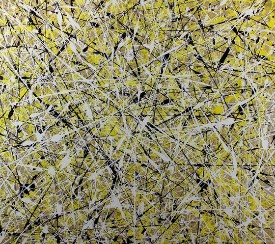 Extra large abstract artwork  (yellow black and white)