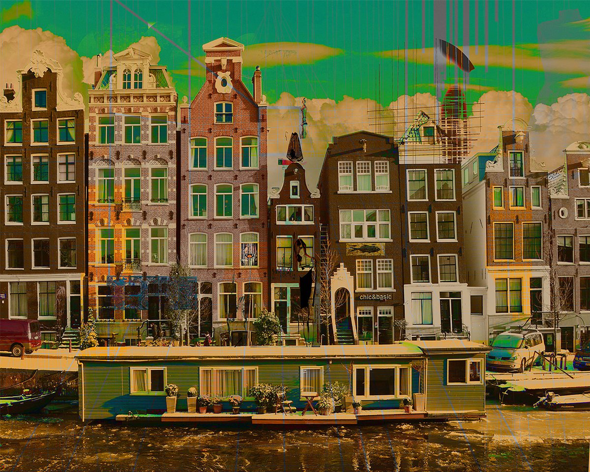 Expressive Cityscapes Photograph By Geert Lemmers Fpa, 39 X 31, Amsterdam View Opus 83, Original Artwork