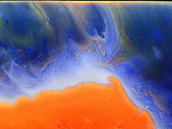 "Escape To Orange Island" - Original Abstract PMS Acrylic Painting - 24 x 24 inches