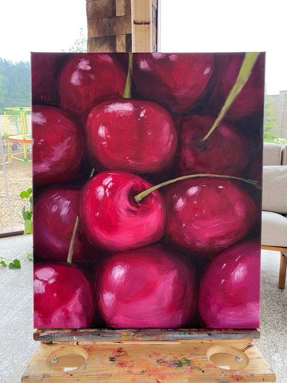 Juicy cherries, 50 х 60 cm, oil on canvas