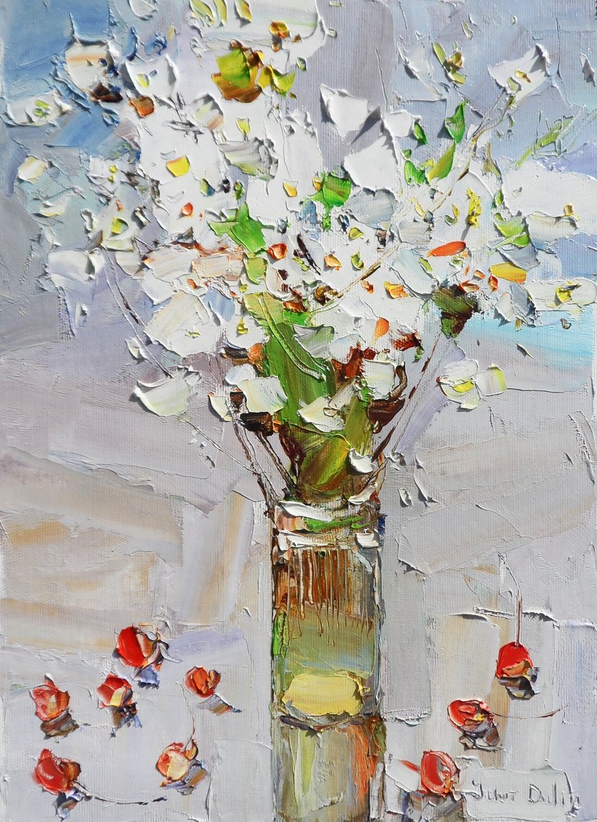 Impressionistic Landscape Oil Painting By Yehor Dulin, 10 X 14", " Summer Daisies", Original Artwork