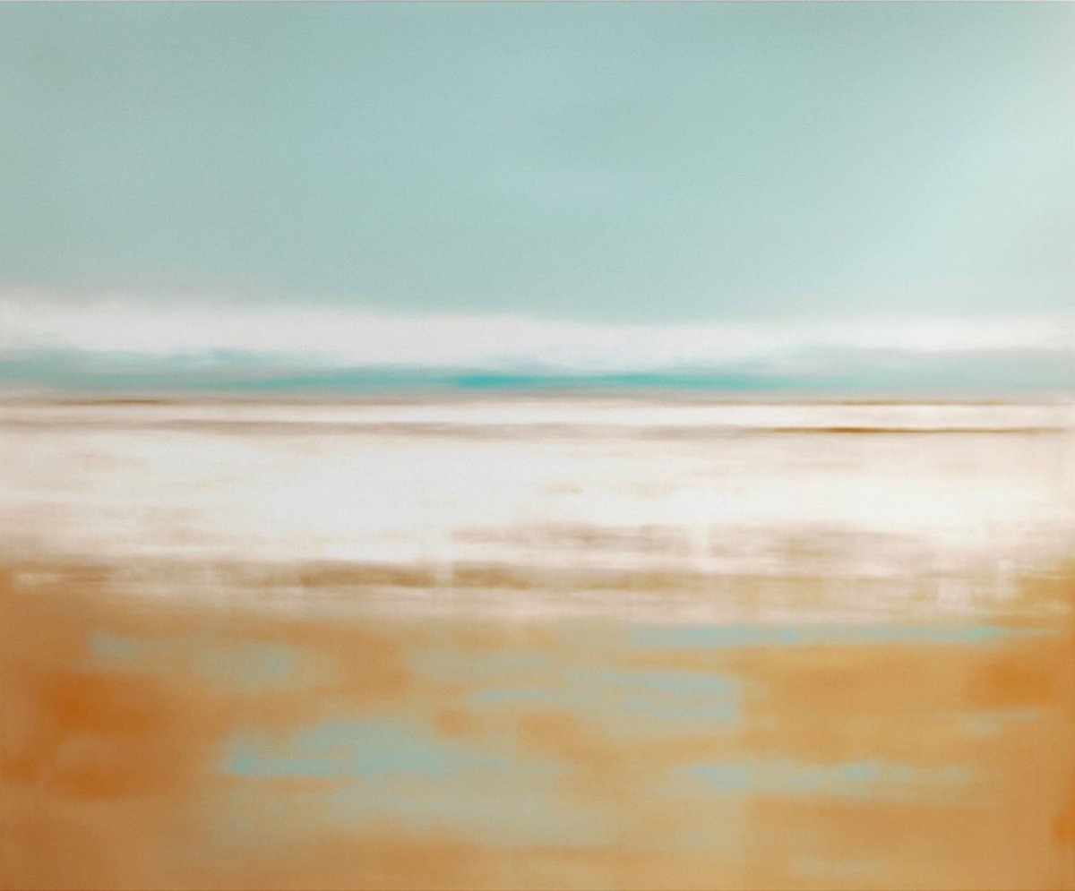 Abstract Acrylic Painting By V+V Kniazievi, 51 X 43", Soft Echoes Of The Sea #6, Original Artwork