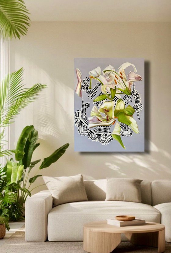 Lilies on Lace.