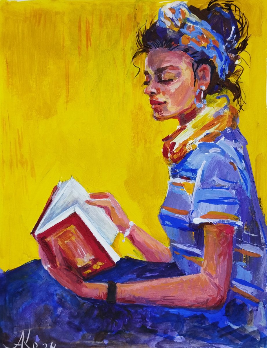 Reading a book by Ann Krasikova