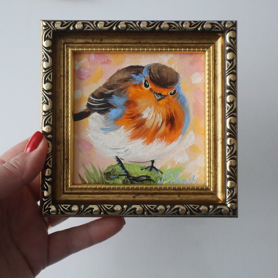 Robin Oil Painting 4x4