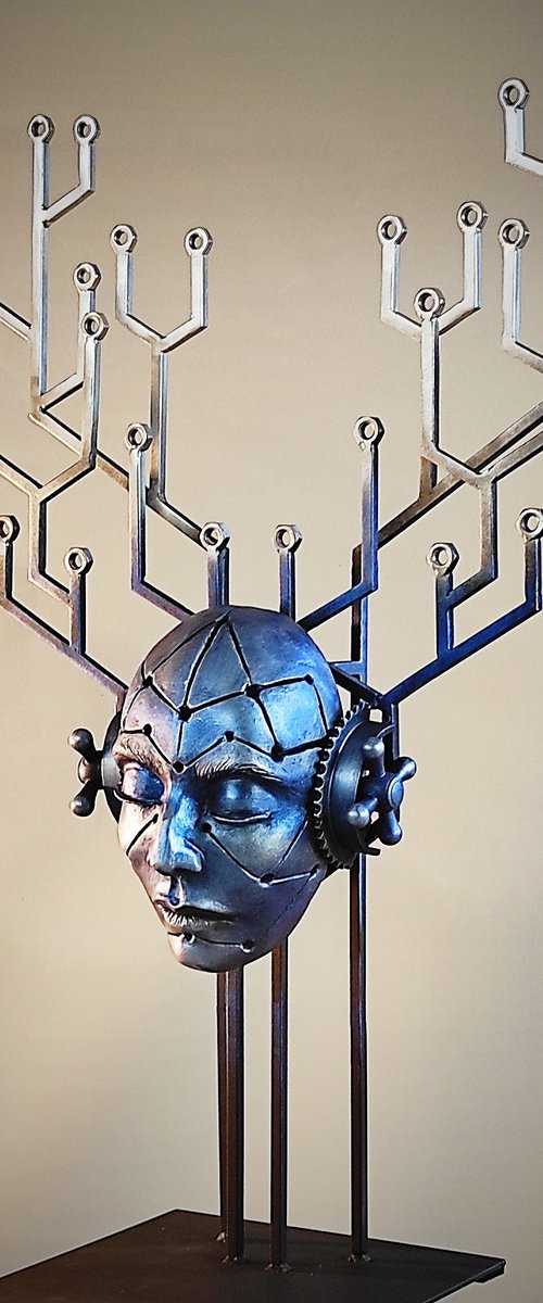 "Supernova-Superbrain" Unique mixed media sculpture by Elena Kraft