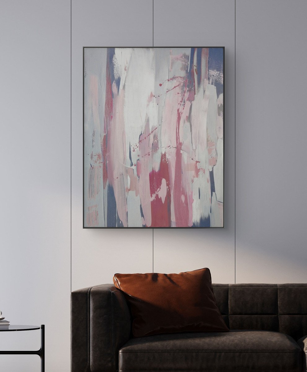 Abstract Acrylic Painting By Helen Shukina, 35 X 28, Abstraction Elements Of Nature, Original Artwork