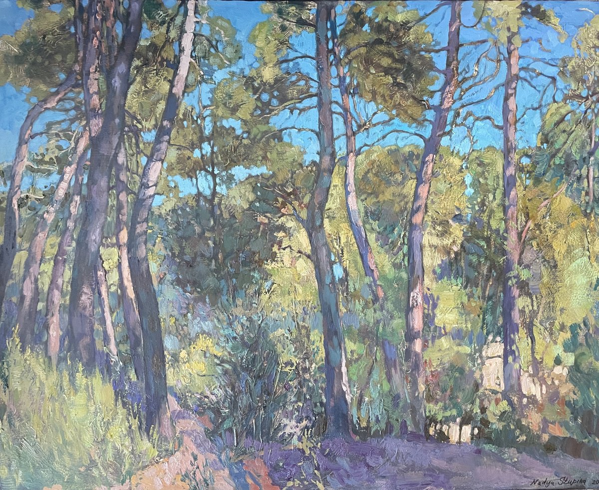 Sunlit Pines By Nadezda Stupina, 39 X 32, Artwork For Sale On Artfinder