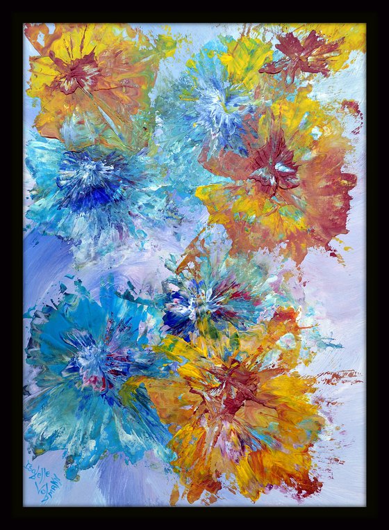 Abstract bouquet 1 - free shipping - palette knife - paper art - flowers