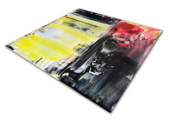 "The Reckoning" - Save As A Series - Original PMS Large Abstract Triptych Acrylic Paintings On Plexiglass and Gallery Wrap Canvas, Framed - 80" x 35"