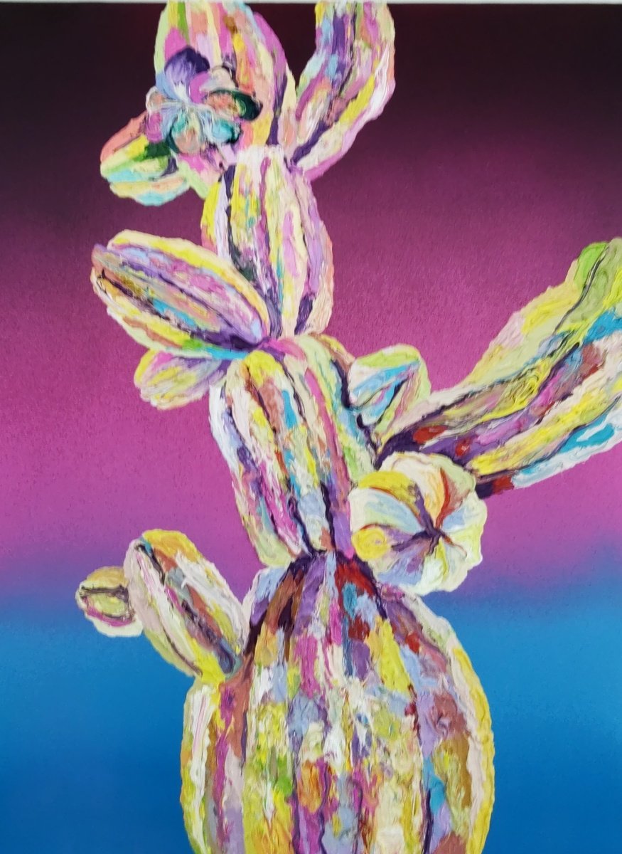 Urban And Pop Botanical Oil Painting By Dominic Virtosu, 20 X 28, A Small Miracle, Original Artwork