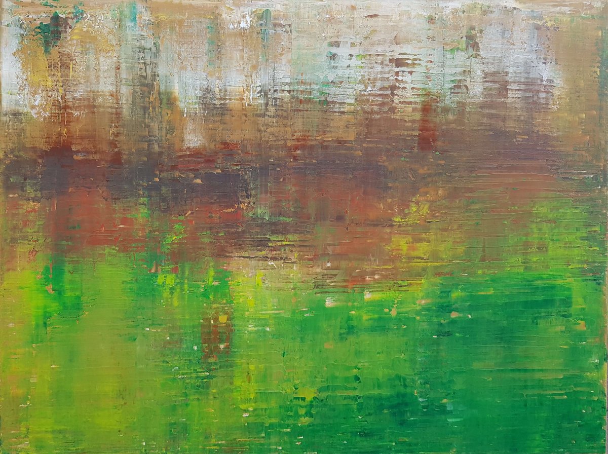 Abstract Landscape Acrylic Painting By Ivana Olbricht, 47 X 35, Memories Of Scotland, Original Artwork