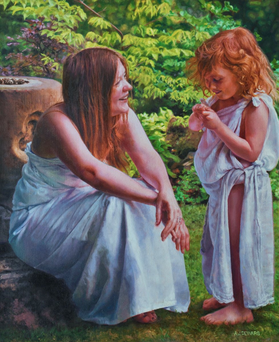 Photorealistic Oil Painting , The Nature Lesson (2) By Alex Dewars, 24 X 28, Artwork For Sale On Artfinder
