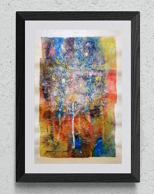 Hidden Heaven-3 (the Light Tree), Acrylic on Canvas, 28x43 cm by Jamaleddin Toomajnia